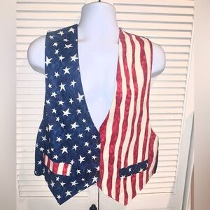 Vintage JLN Patriotic American Flag Vest Men’s size XL